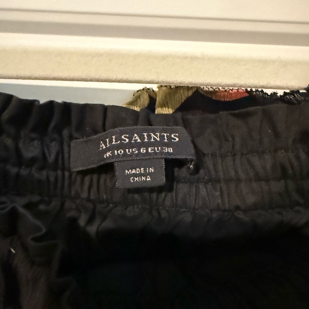 AllSaints Black Floral Smocked Peasant Blouse - Picture 2 of 2